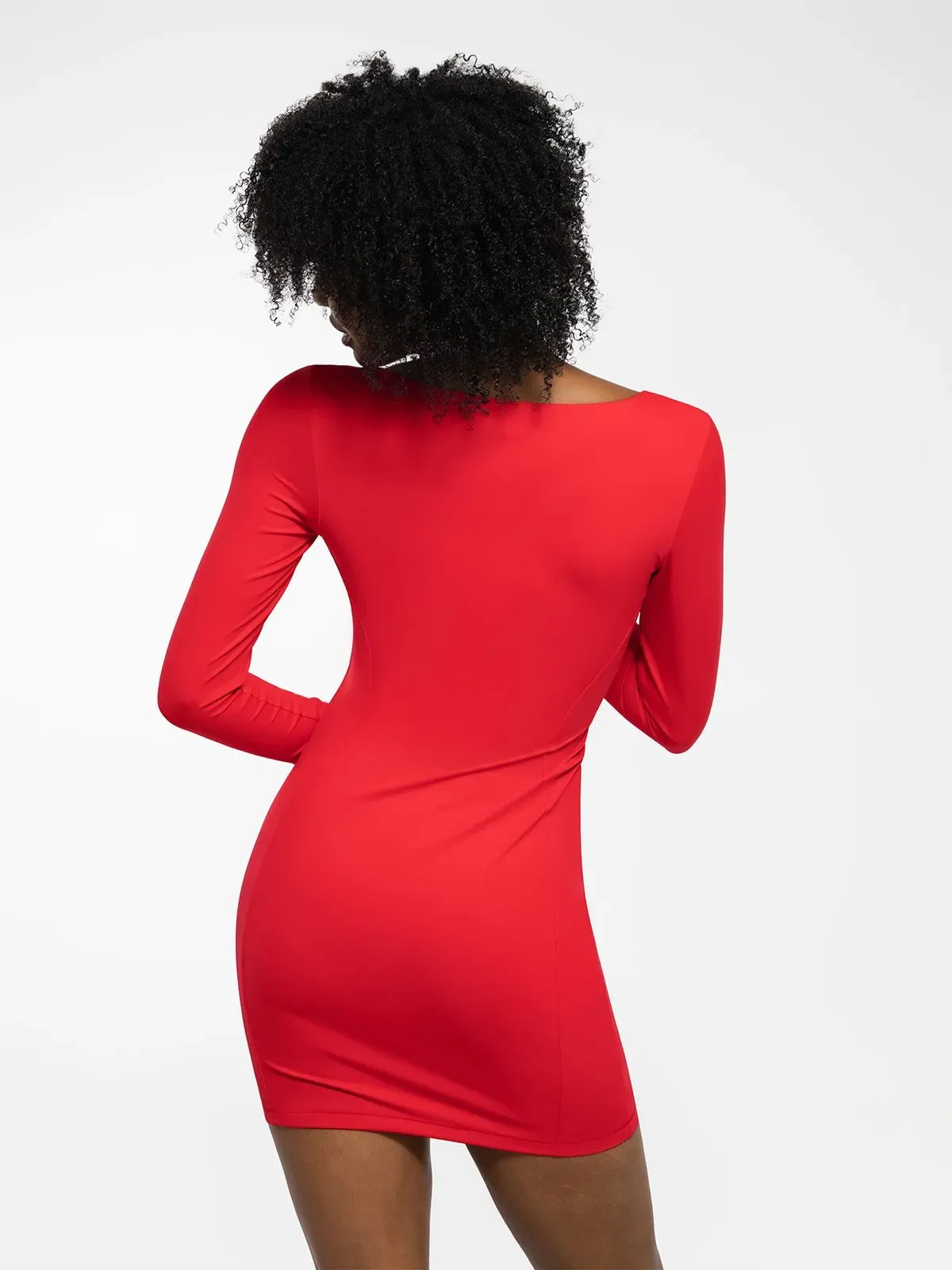 Redtag Thermal Shapewear Long Sleeve Sweetheart Mini Dress For Insiders