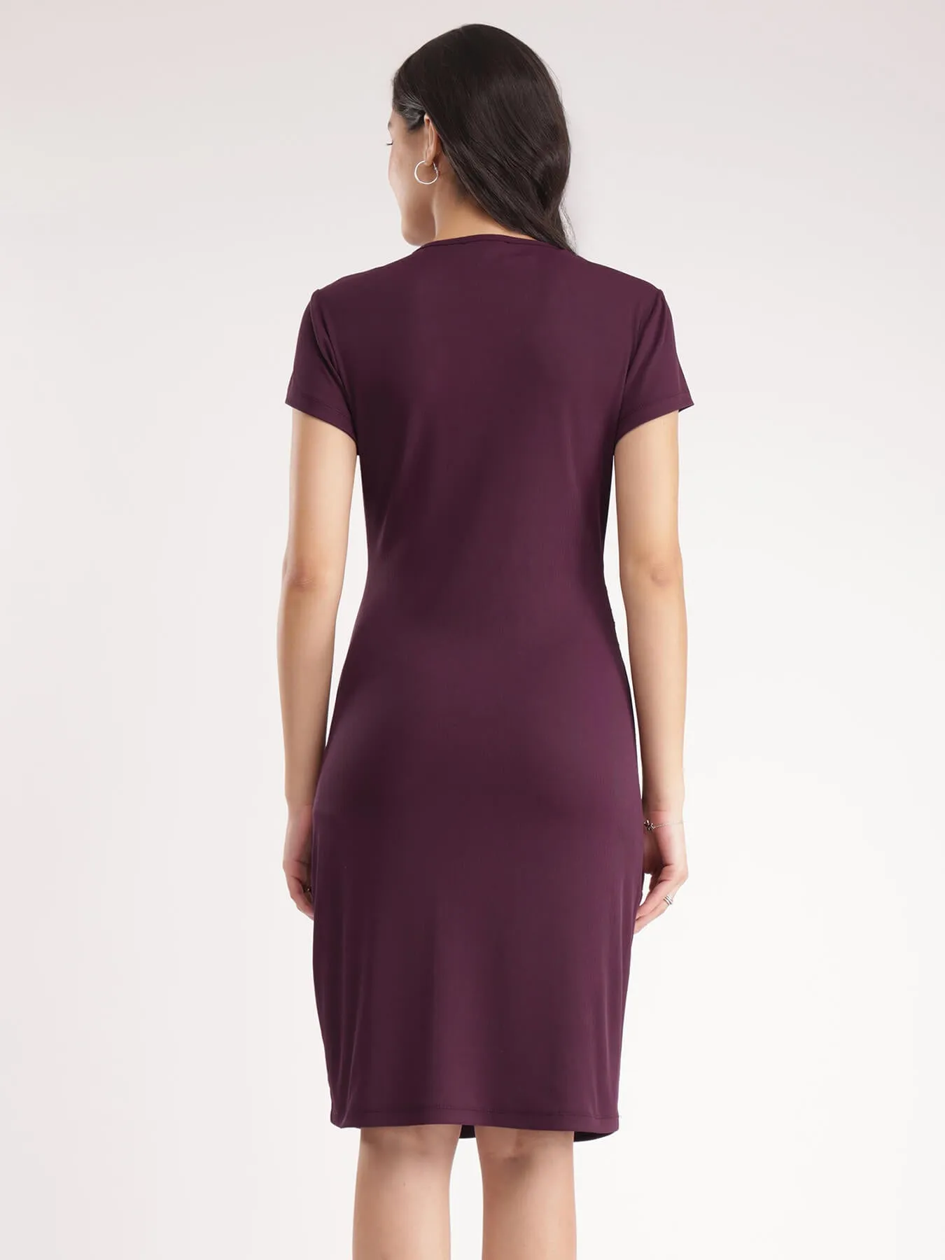 Rib Knit Dress - Wine