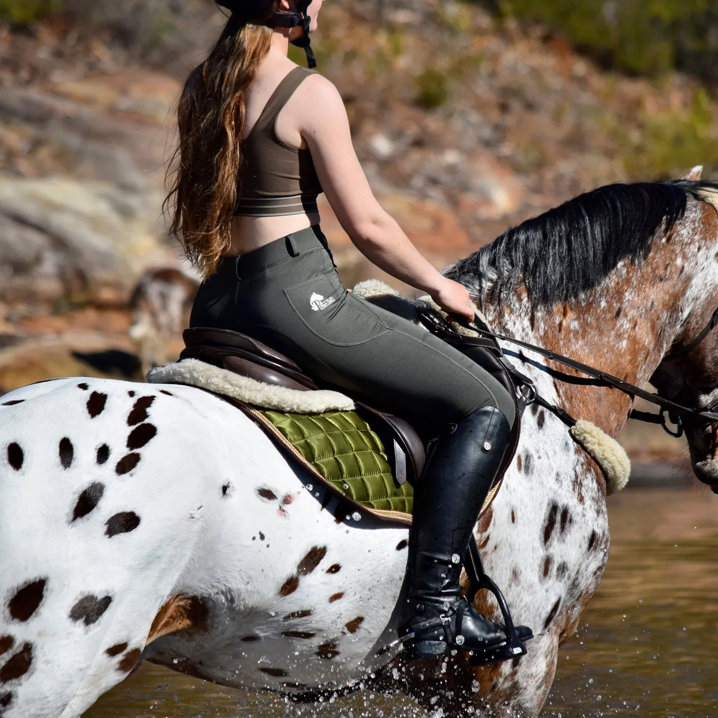 Riding Tights in Olive - With or Without Silicone Seat