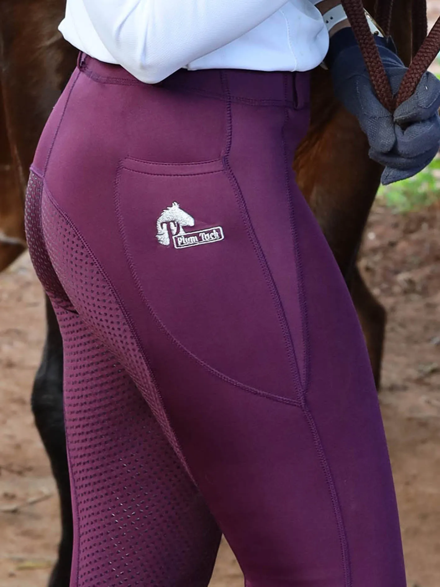 Riding Tights in Wine - With or Without Silicone Seat