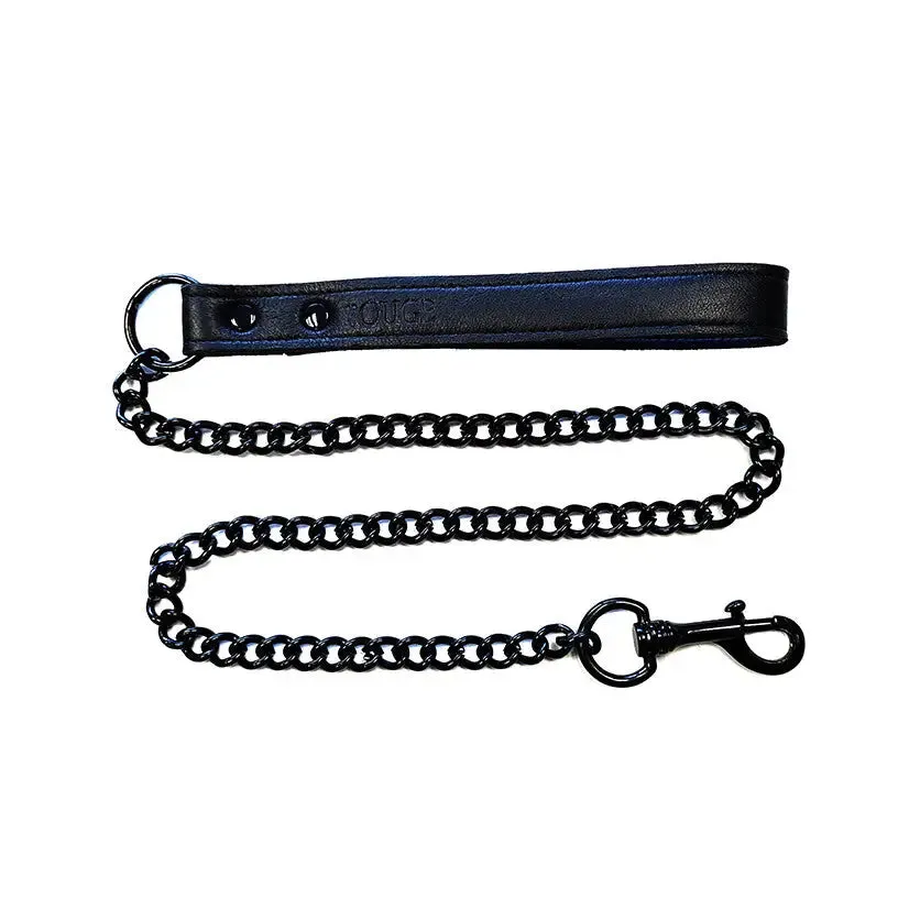 Rouge Garments Leather Black Bondage Collar with Chain