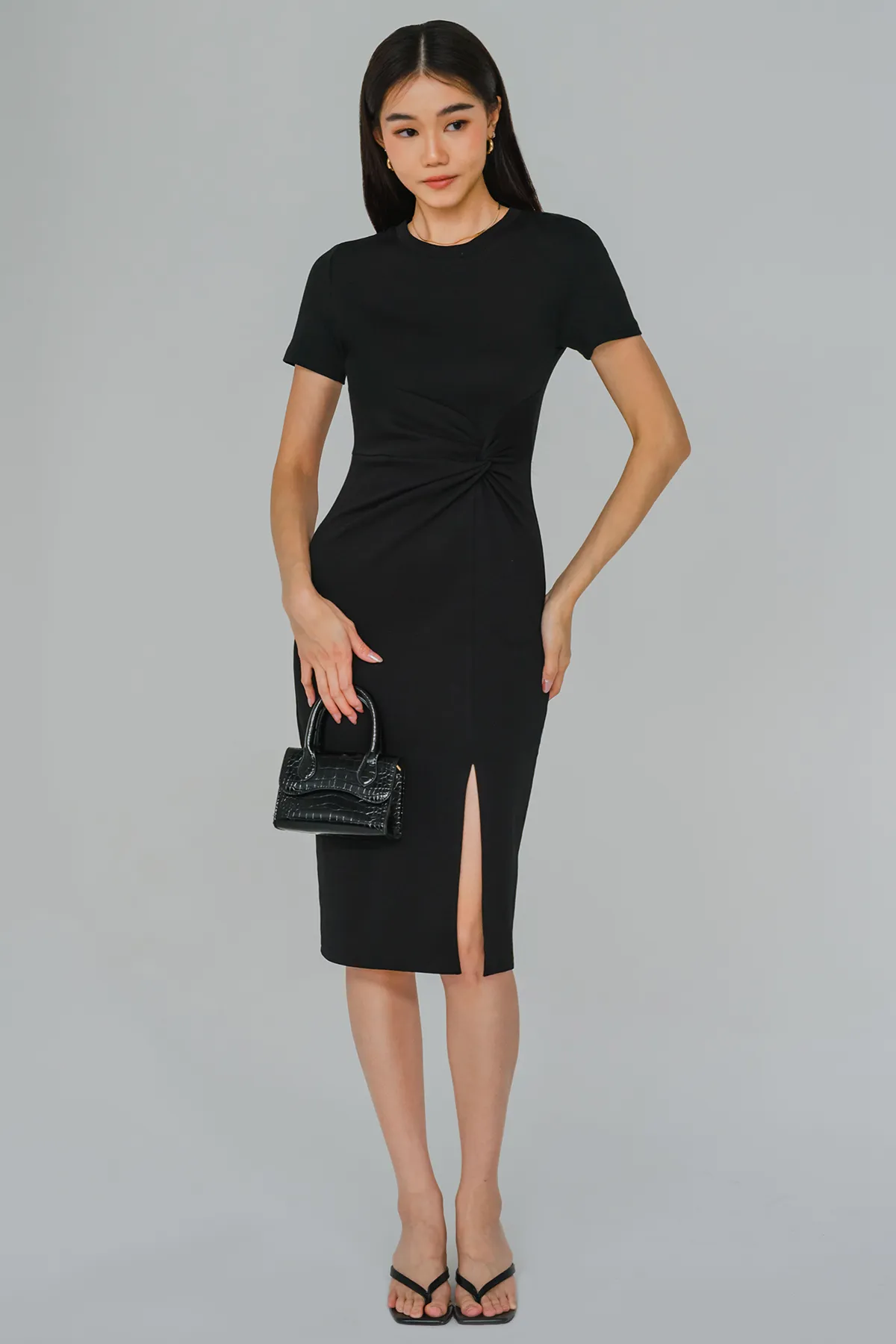 Round The Clock Midi Dress (Black)