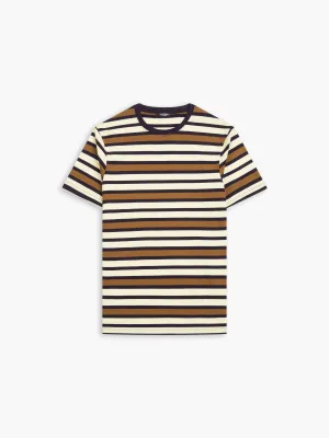 Rust Stripe Organic Cotton Crew Neck T-Shirt