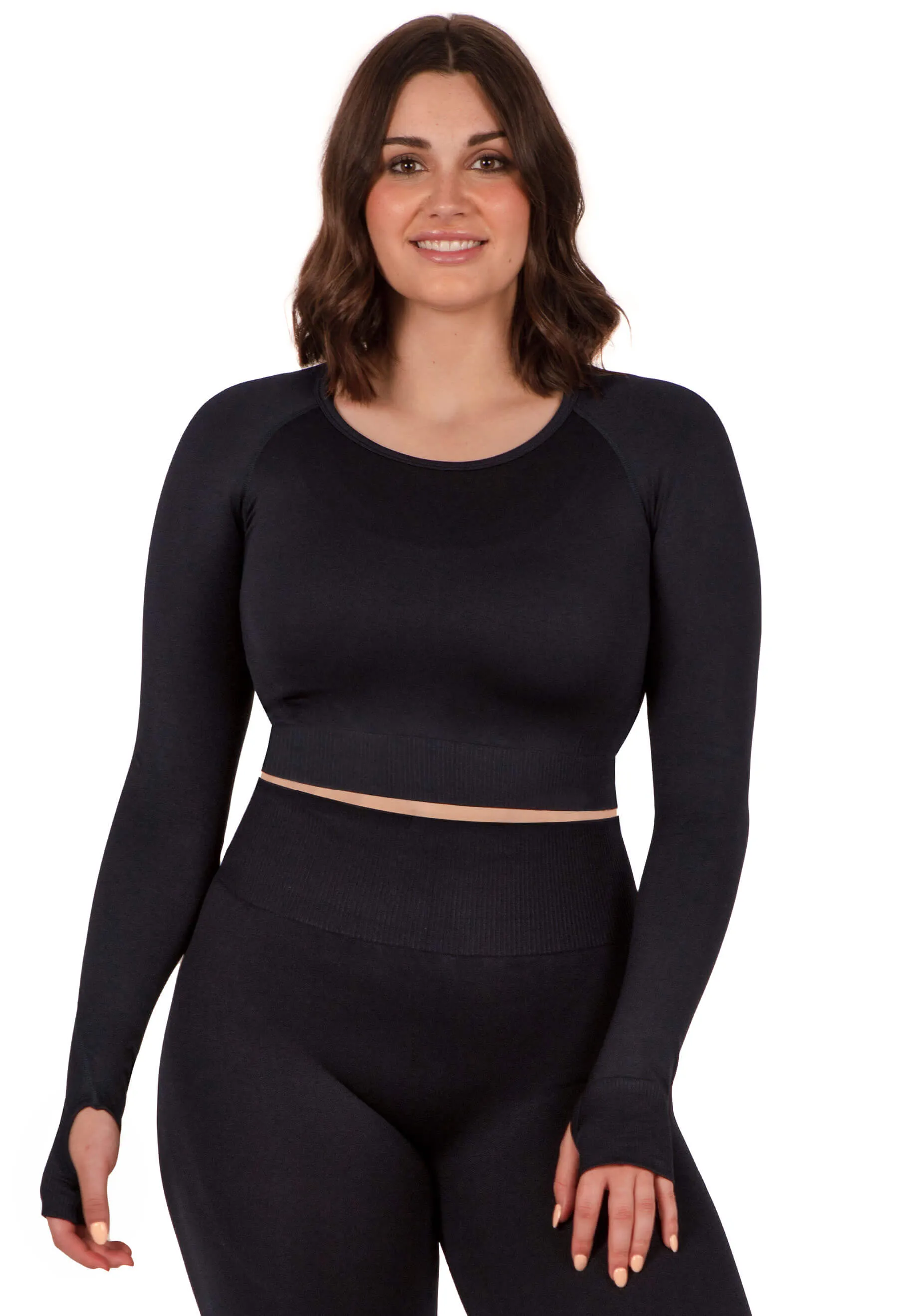 Seamless Long Sleeve Crop Thermal Top - 2 Pack