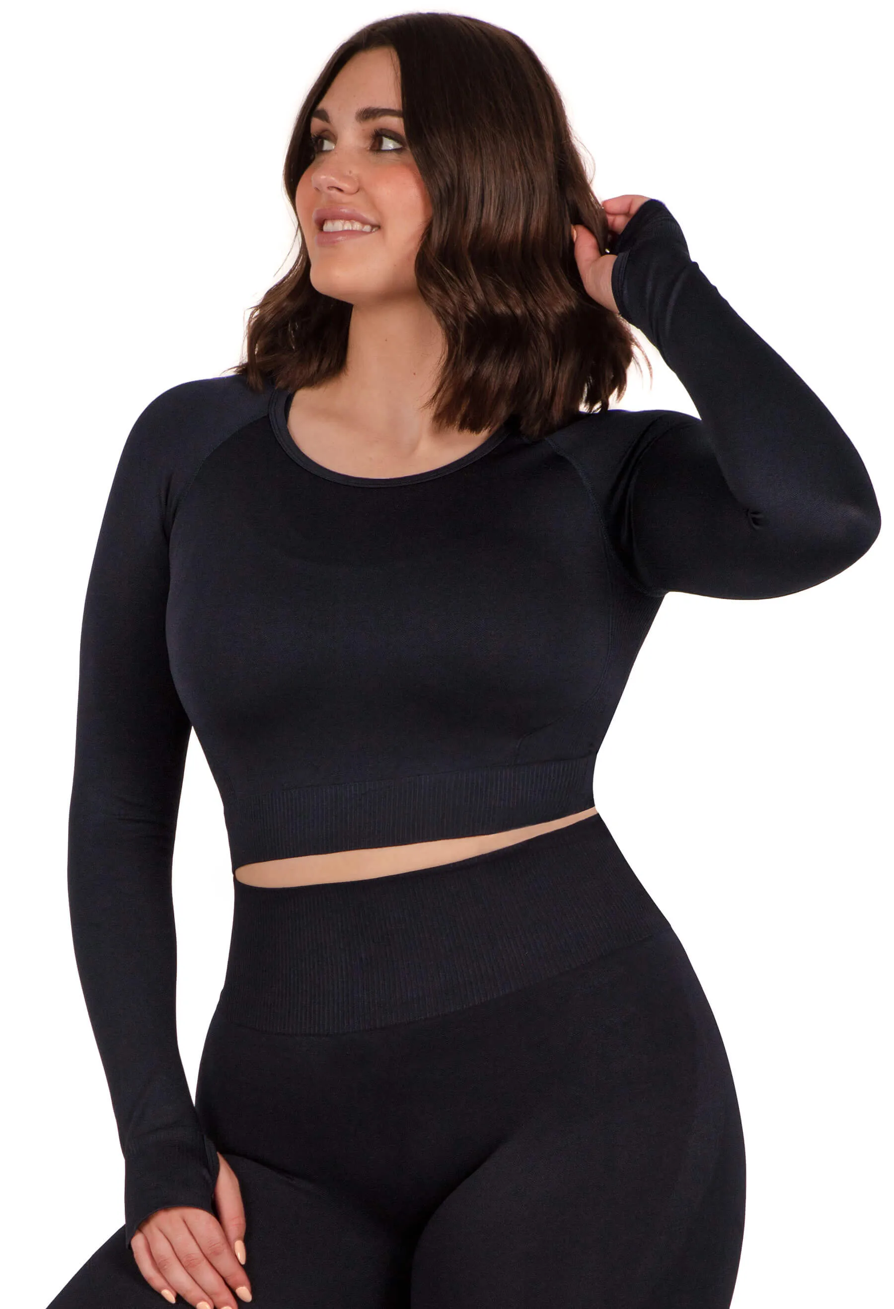 Seamless Long Sleeve Crop Thermal Top - 2 Pack