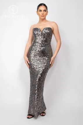 Sequin V-bar Crisscross Tube Dress