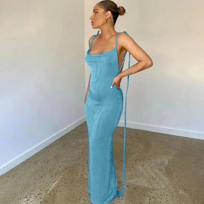 Sexy Backless Bandage Bodycon Dress Women Summer Spaghetti Strap Club Party Maxi Long Dresses New In Outfits