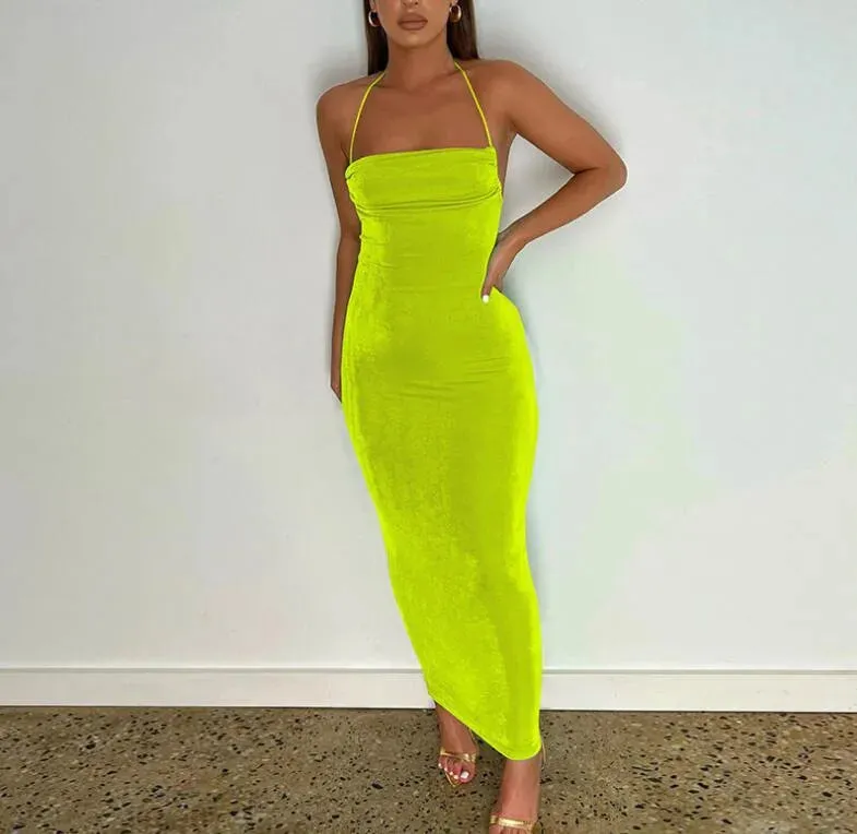 Sexy Backless Bandage Bodycon Dress Women Summer Spaghetti Strap Club Party Maxi Long Dresses New In Outfits