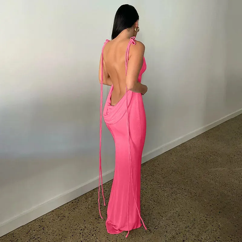 Sexy Backless Bandage Bodycon Dress Women Summer Spaghetti Strap Club Party Maxi Long Dresses New In Outfits