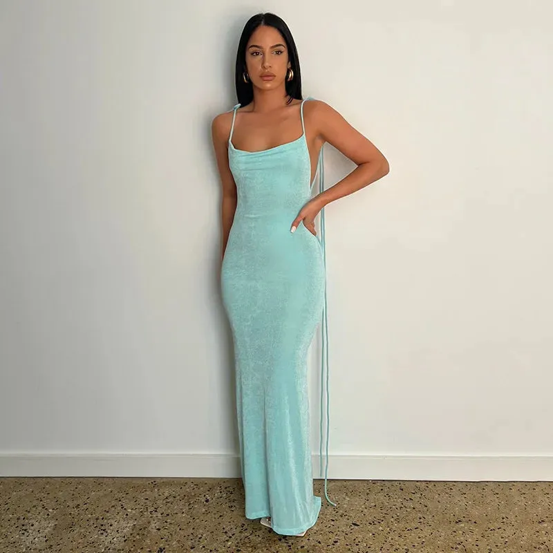 Sexy Backless Bandage Bodycon Dress Women Summer Spaghetti Strap Club Party Maxi Long Dresses New In Outfits