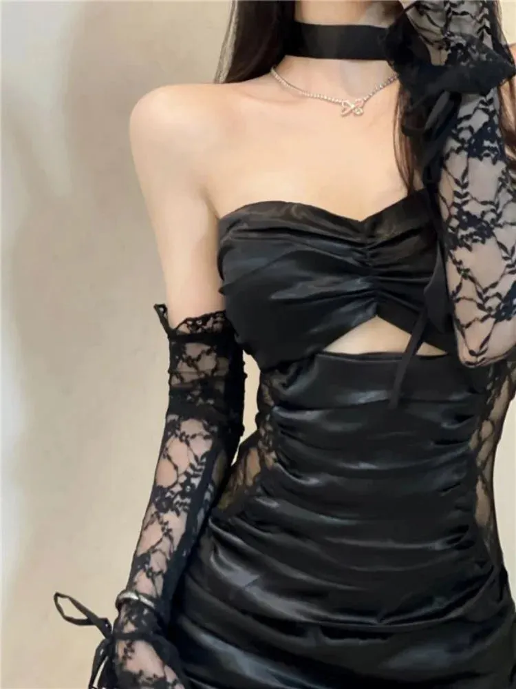 Sexy Backless Strapless Dress Black Bodycon Ruched Night Club Party Dresses Off Shoulder Women Summer