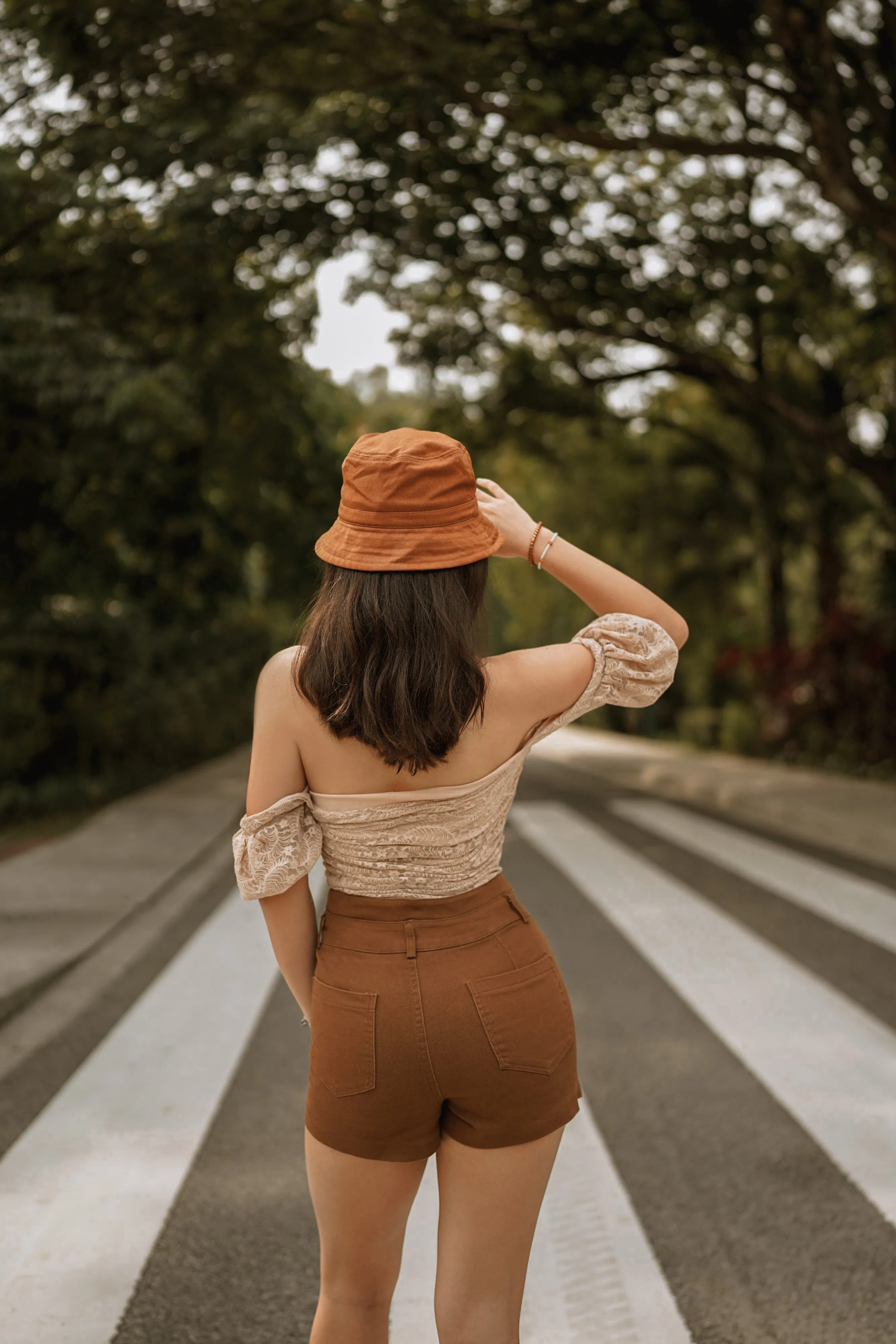 Shruff Mini Denim Skorts in Brown