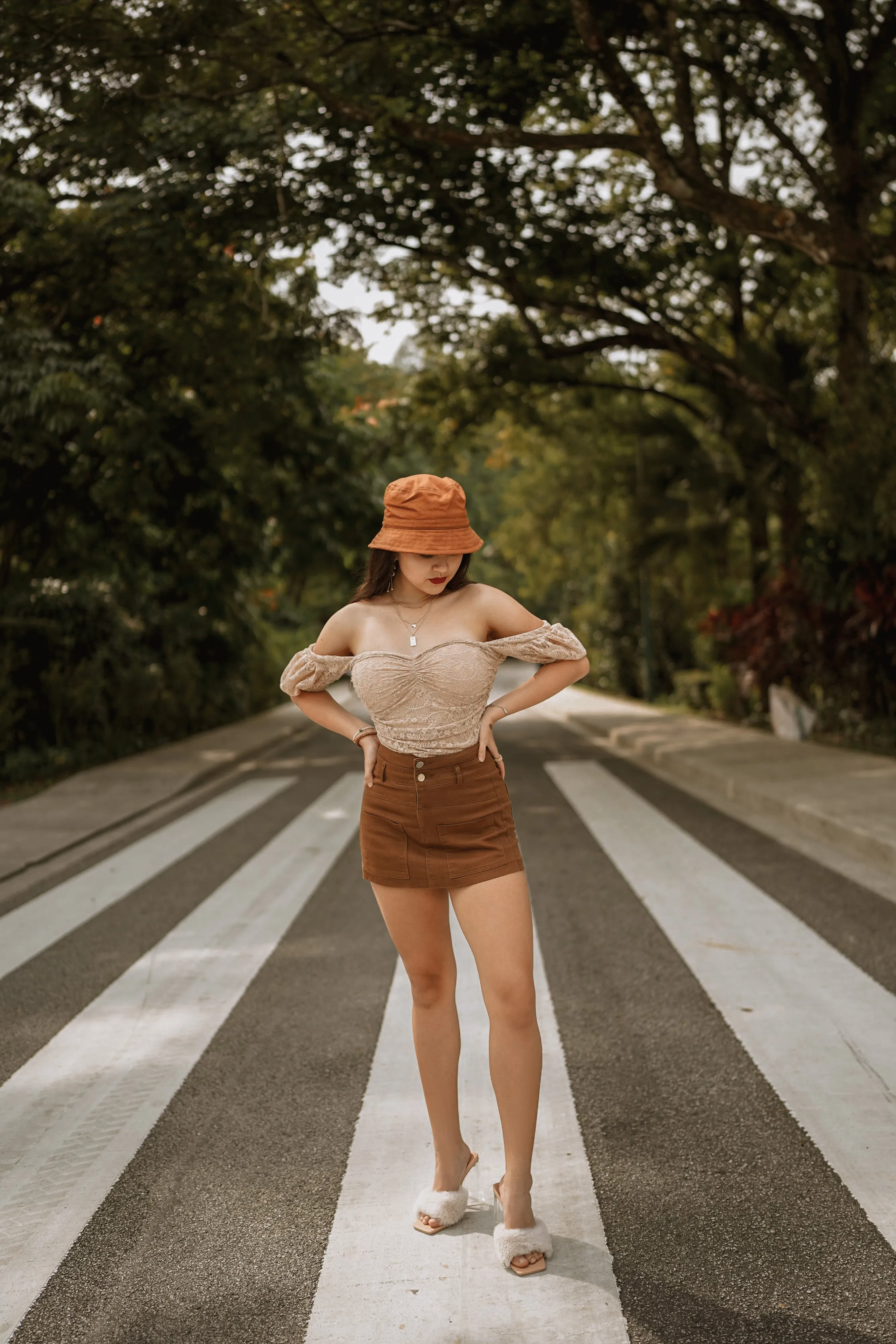 Shruff Mini Denim Skorts in Brown