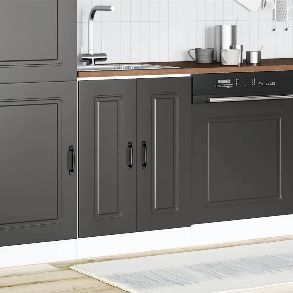 Sink Base Cabinet Kalmar Black 60x46x81.5 cm Engineered Wood