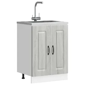 Sink Base Cabinet Kalmar Grey Sonoma 60x46x81.5 cm Engineered Wood