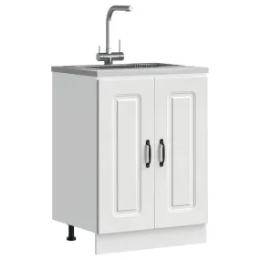 Sink Base Cabinet Kalmar White 60x46x81.5 cm Engineered Wood