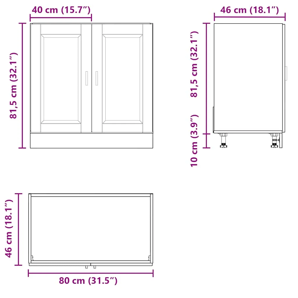 Sink Base Cabinet "Porto" Artisan Oak 80x46x81.5 cm Engineered Wood