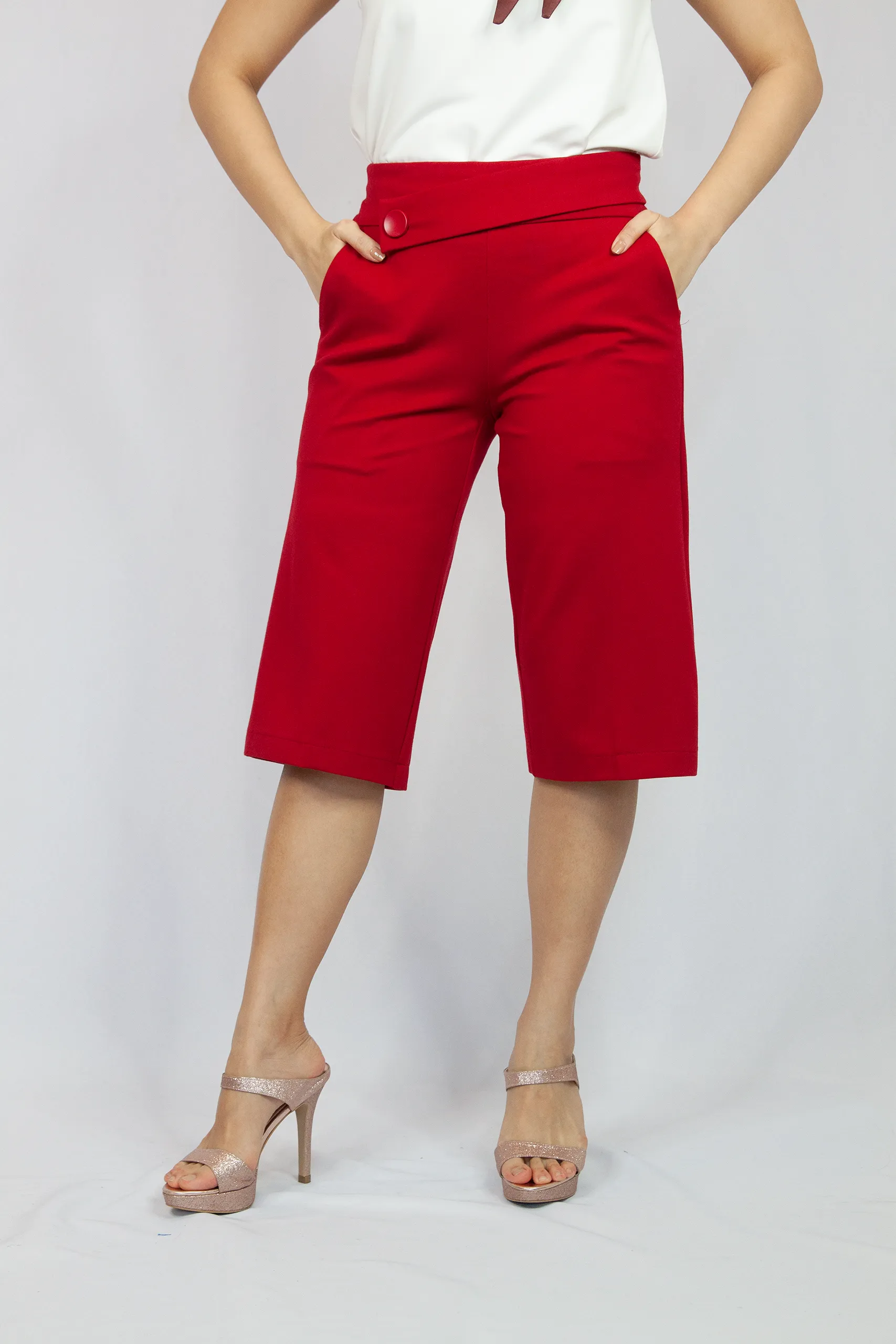 Slant Flap Button Front Culottes