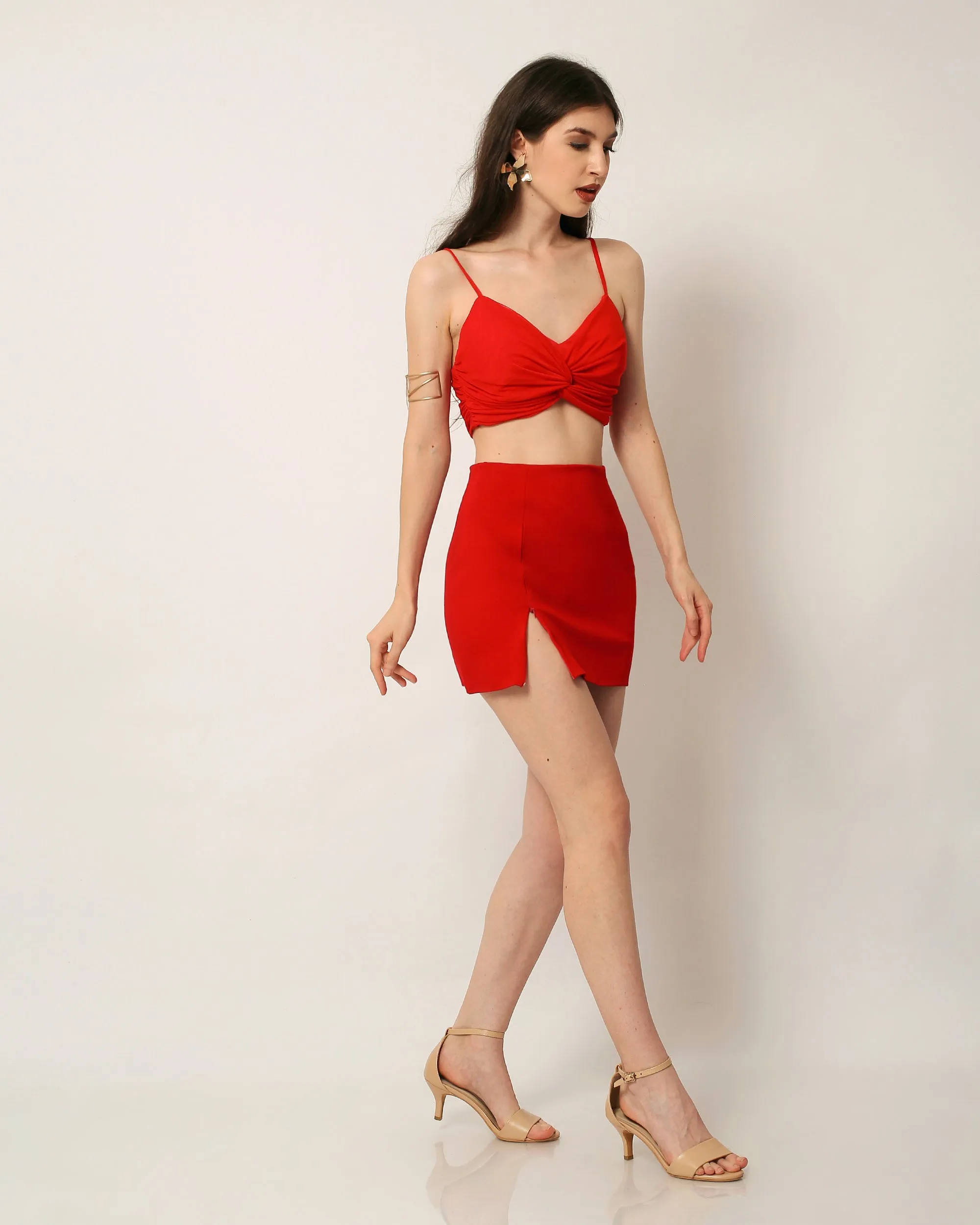 Sorana Mini Bodycon Skirt in Red