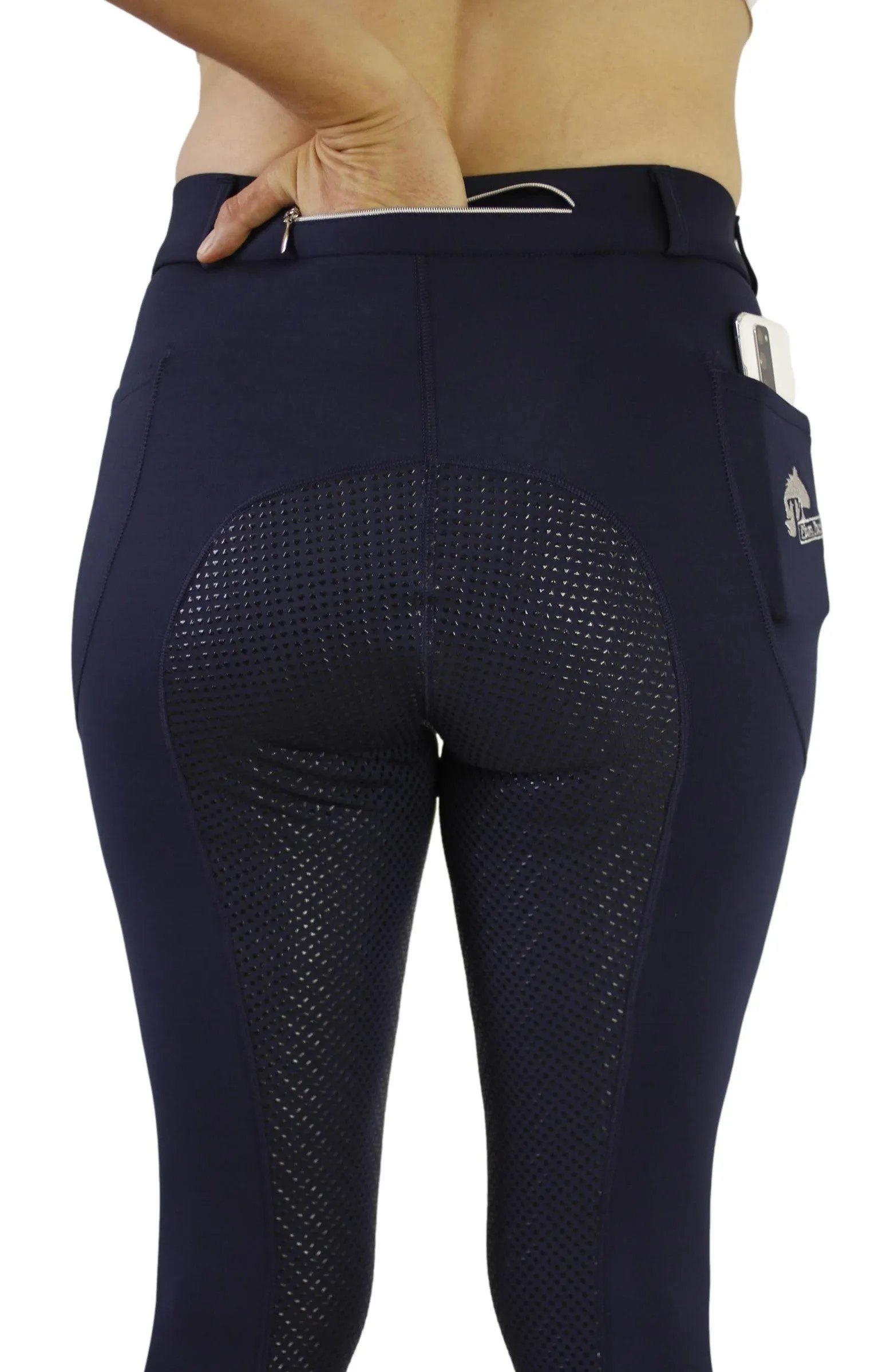 Spring Riding Tights in Navy with silicone grip seat