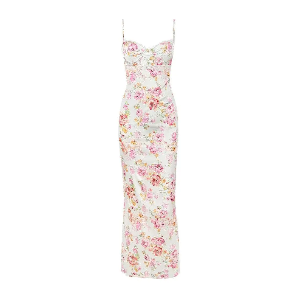 Suninheart Floral Maxi Bodycon Dress: Elegant Wedding & Party Wear