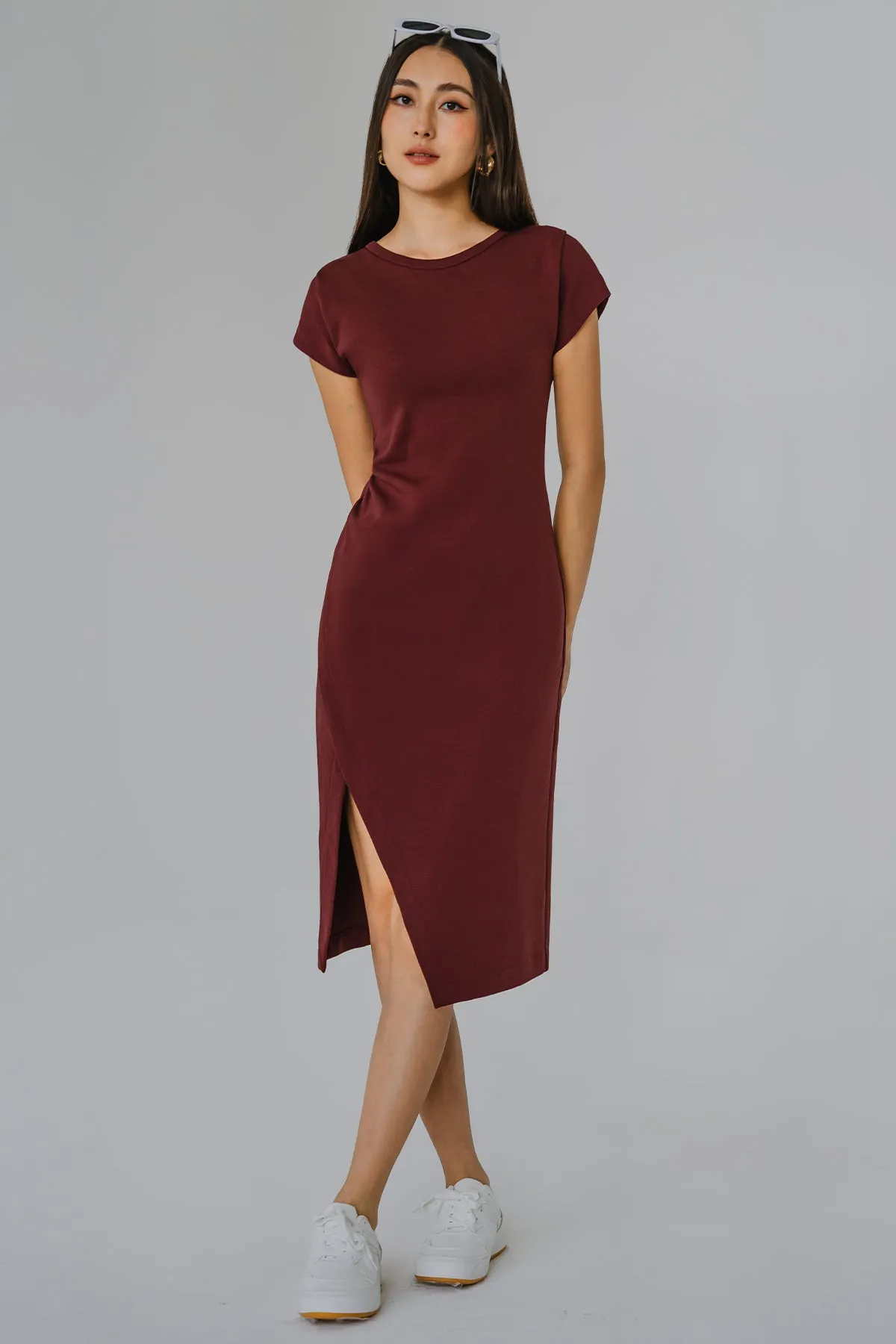 The Everyday Side Slit Dress (Burgundy)