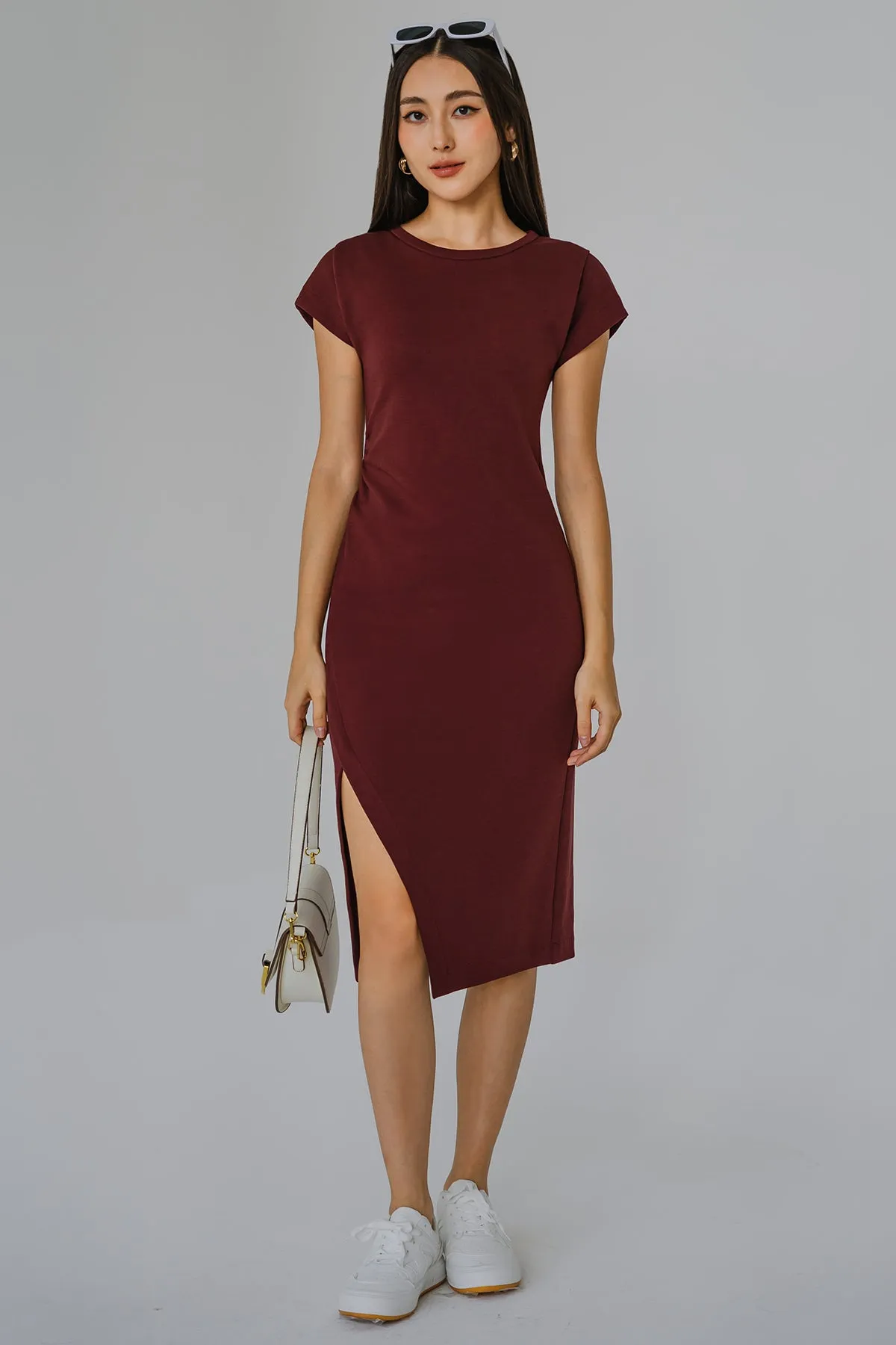 The Everyday Side Slit Dress (Burgundy)