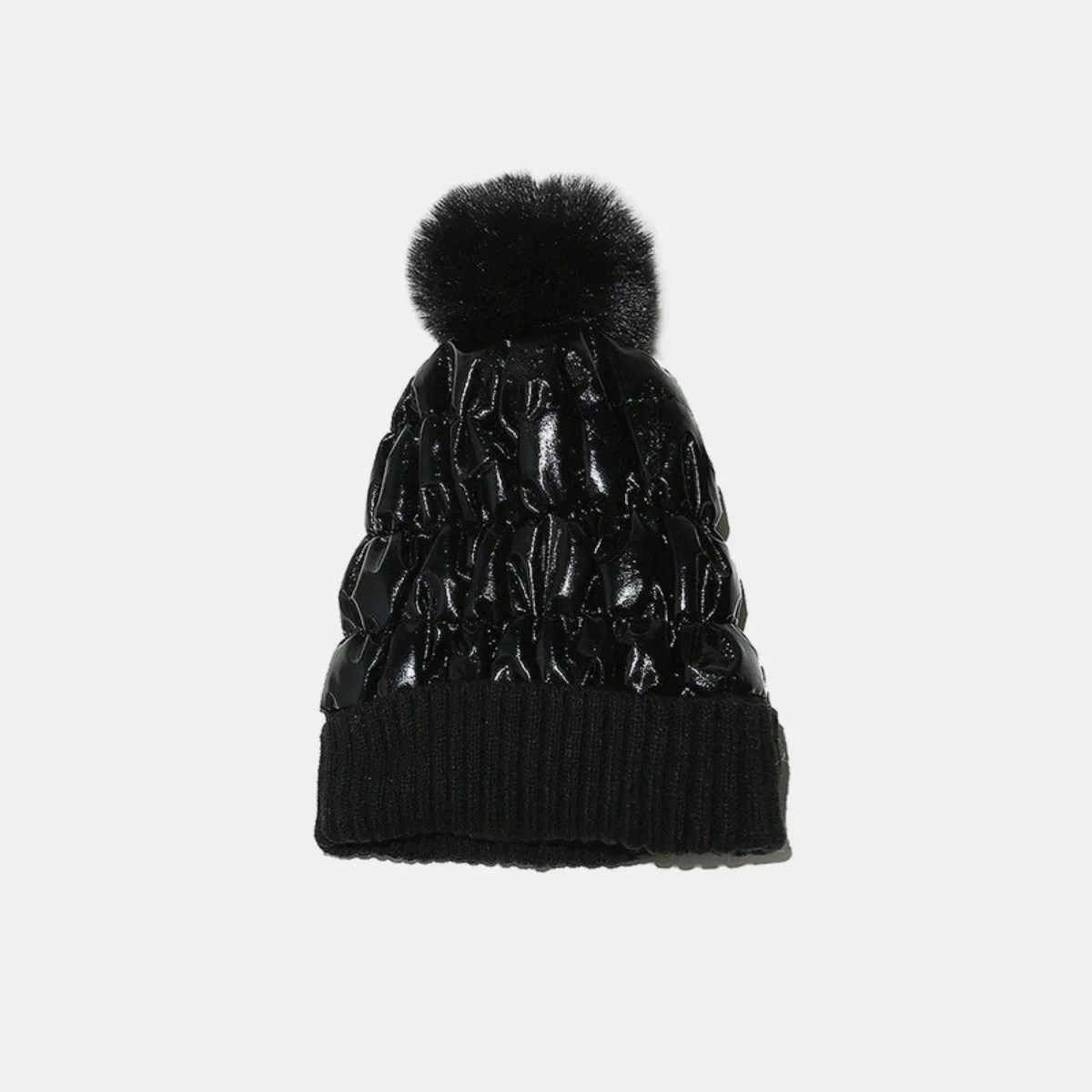 Thermal Knit Hat with Pompom