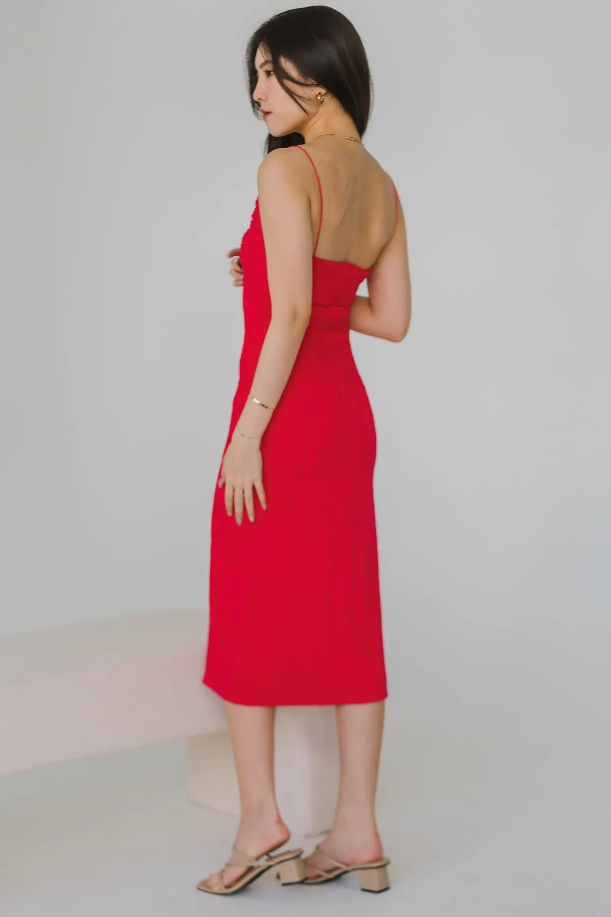 To The Nines Midi Dress (Crimson)