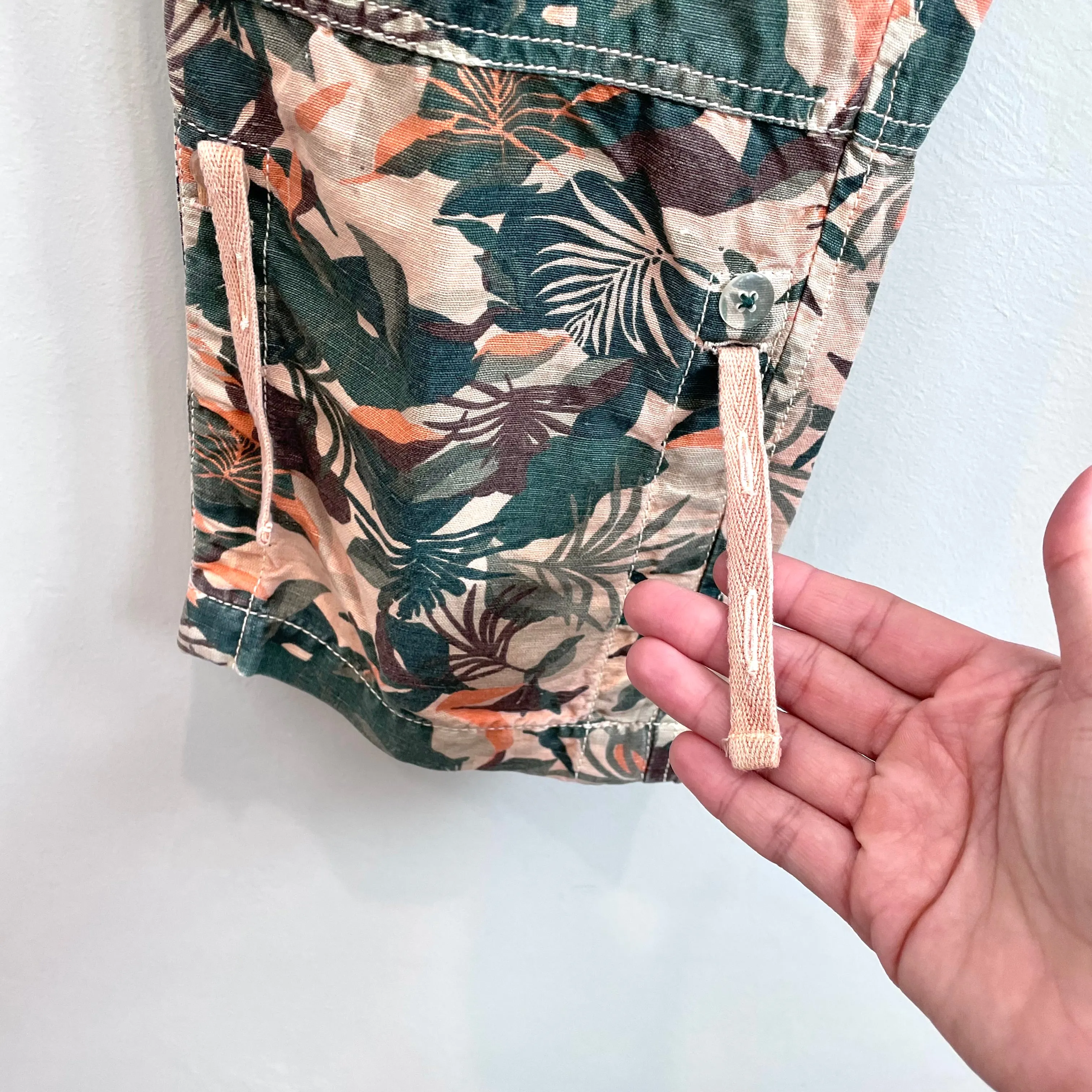 Tropical Cargo Roll Tab Pants