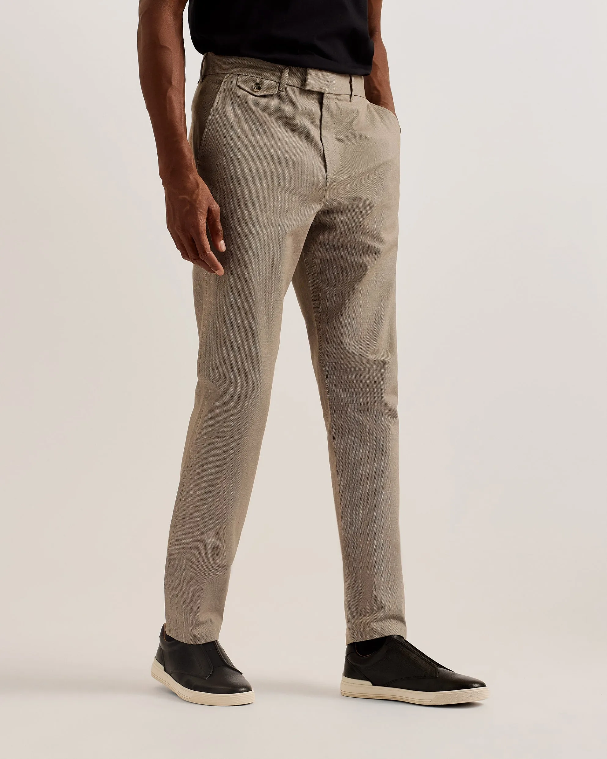 Turney Slim Fit Textured Cotton Chinos Taupe