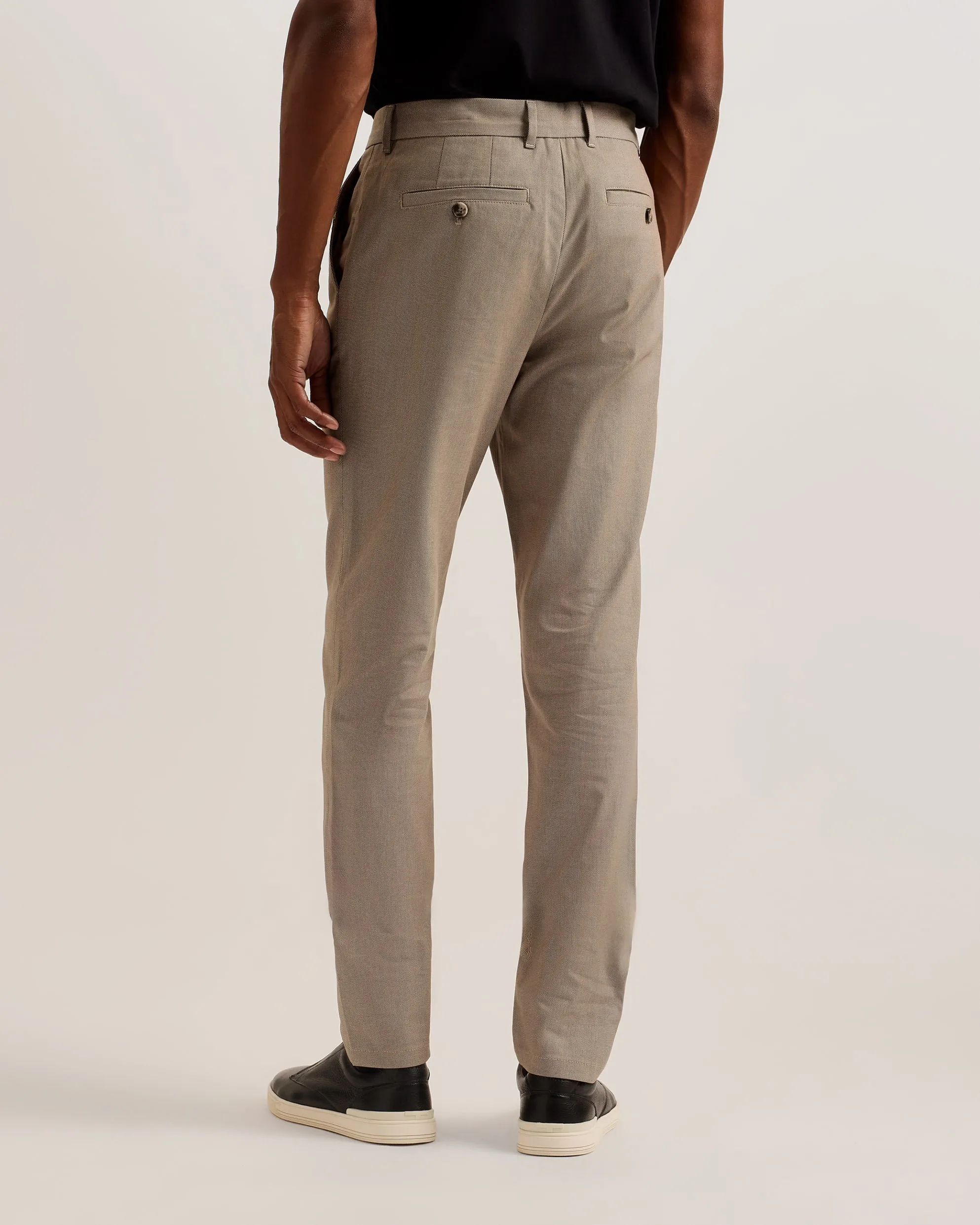 Turney Slim Fit Textured Cotton Chinos Taupe