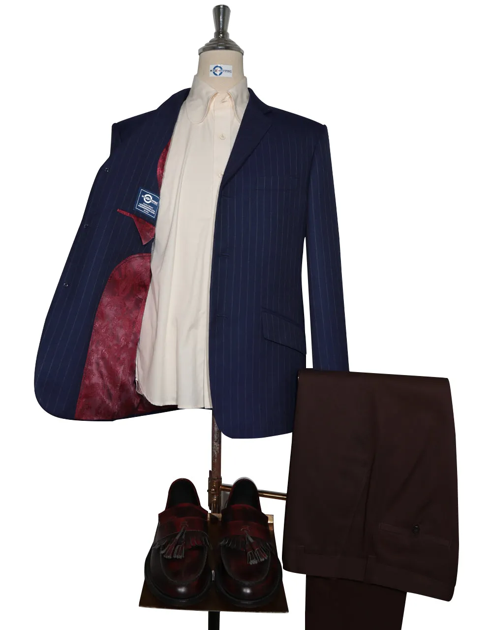 Tweed Blazer - Navy Blue Stripe Tweed Blazer