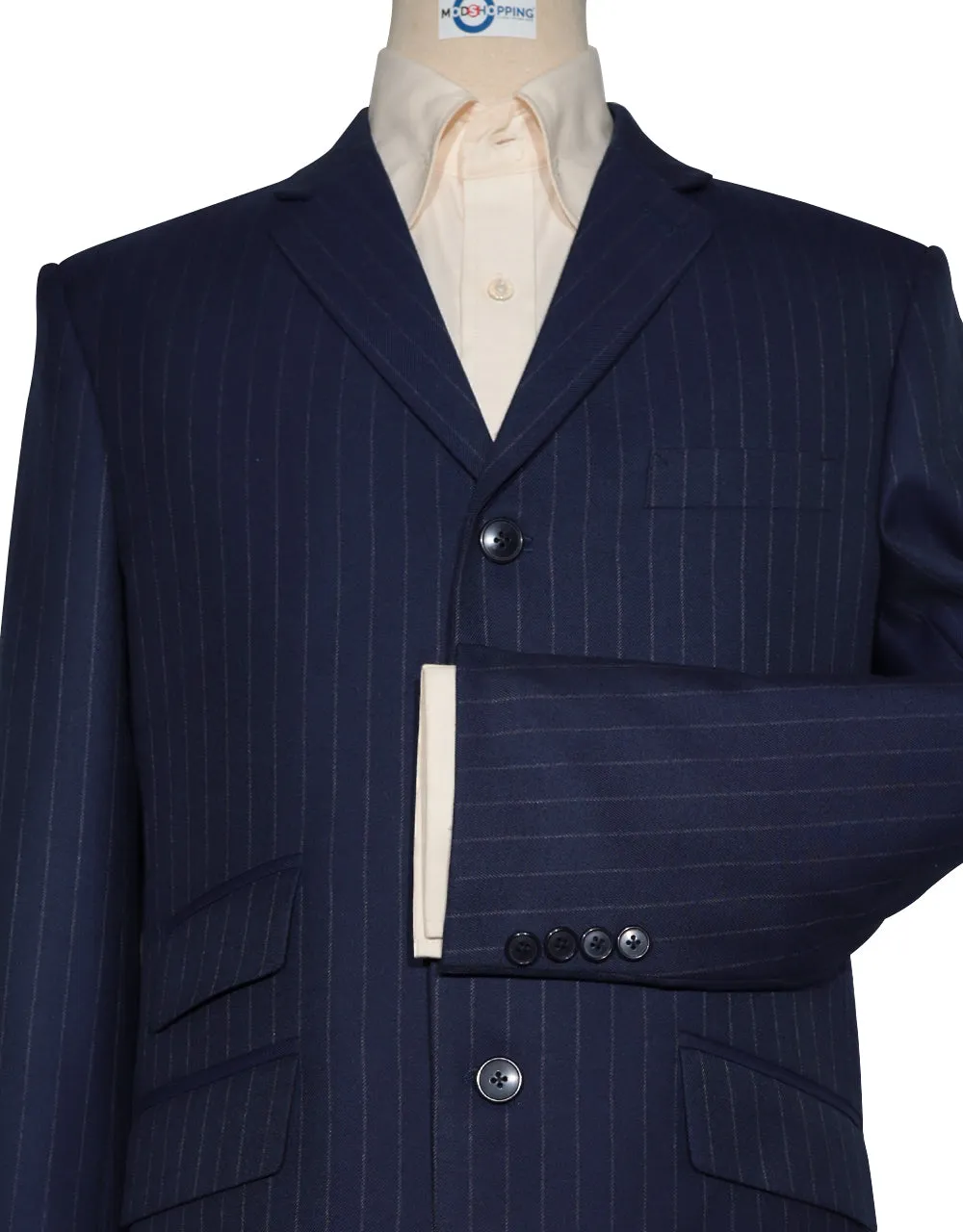 Tweed Blazer - Navy Blue Stripe Tweed Blazer