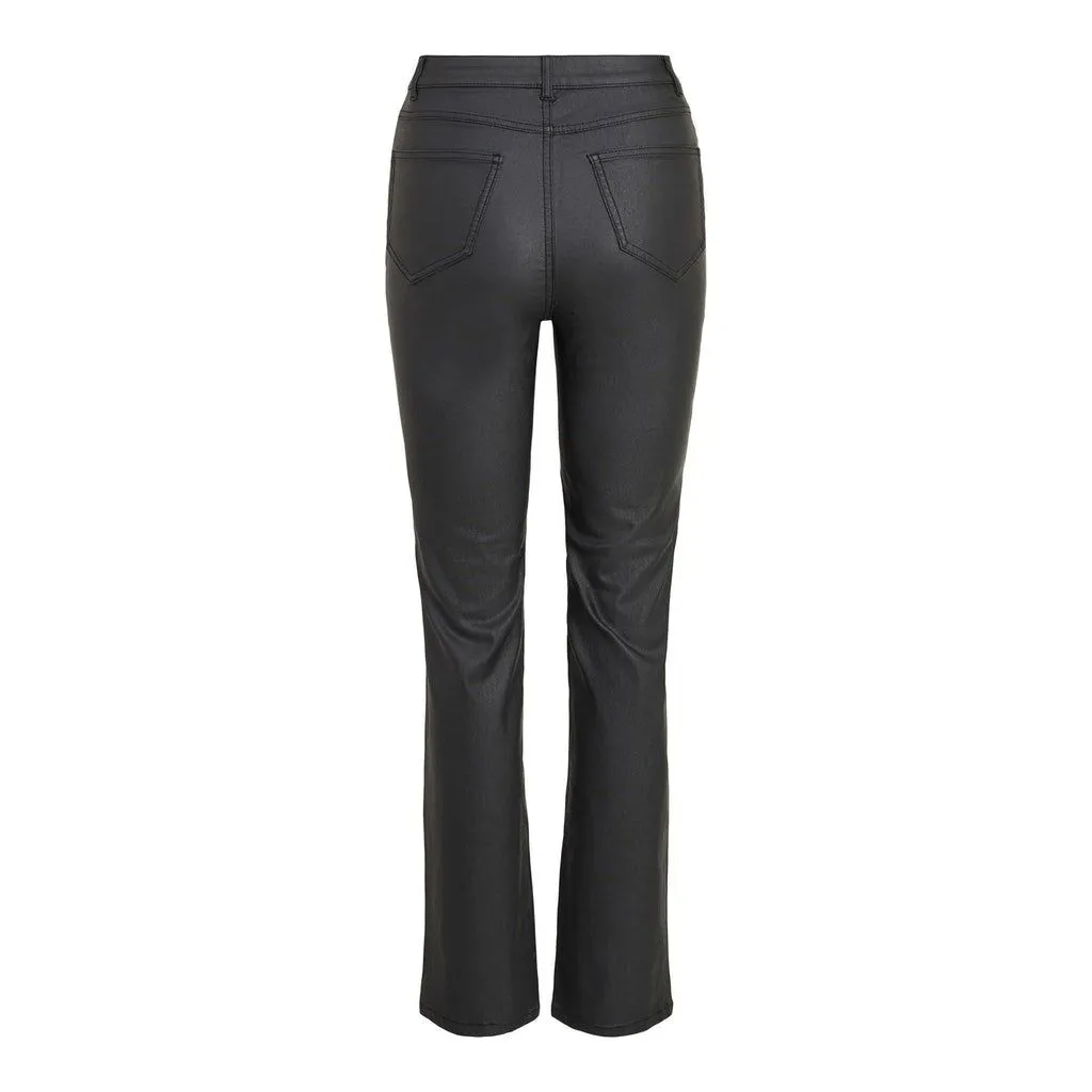 Vila Womens Commit Coated HW Straight Pant Black