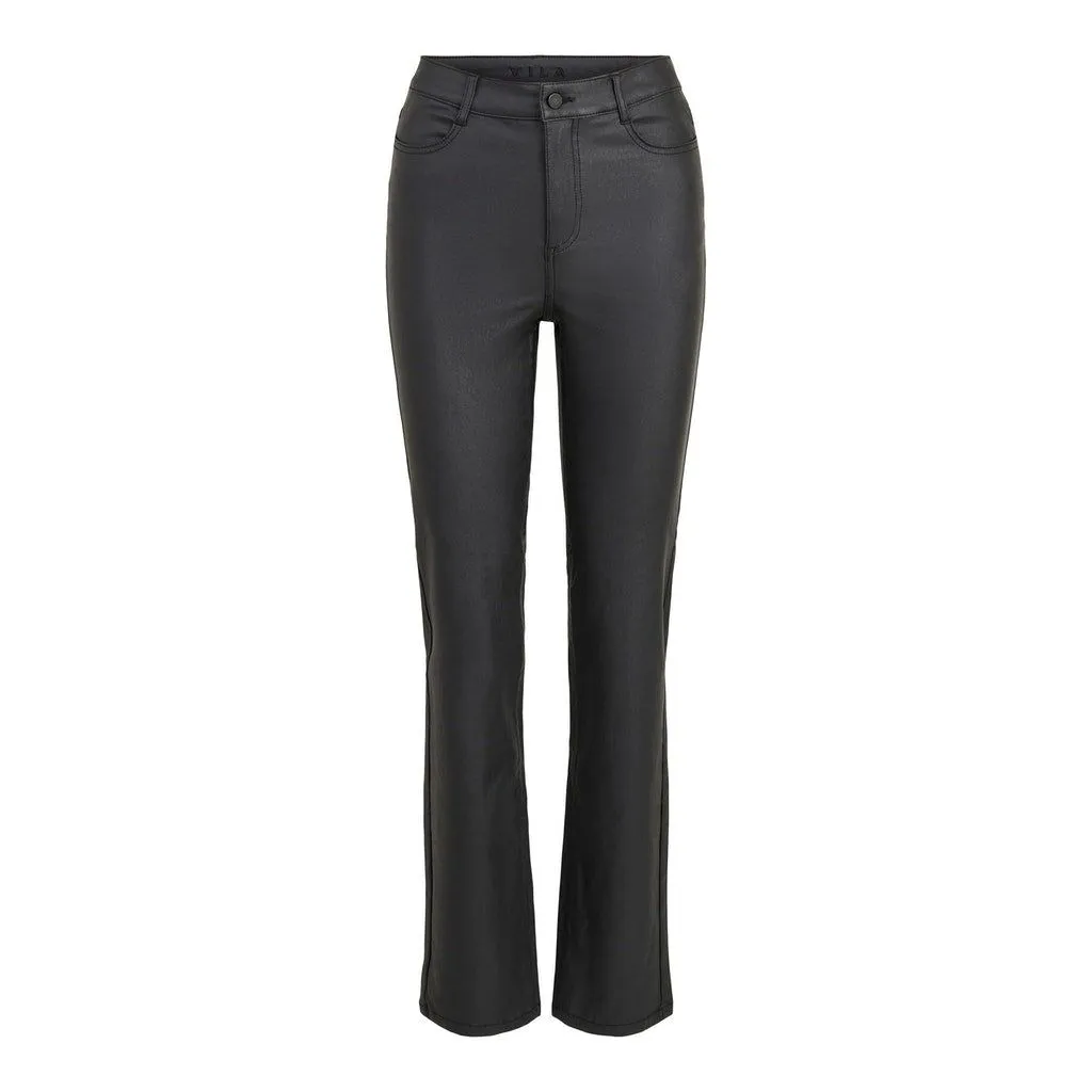 Vila Womens Commit Coated HW Straight Pant Black