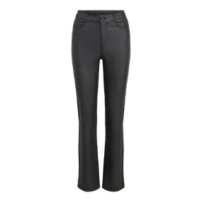 Vila Womens Commit Coated HW Straight Pant Black