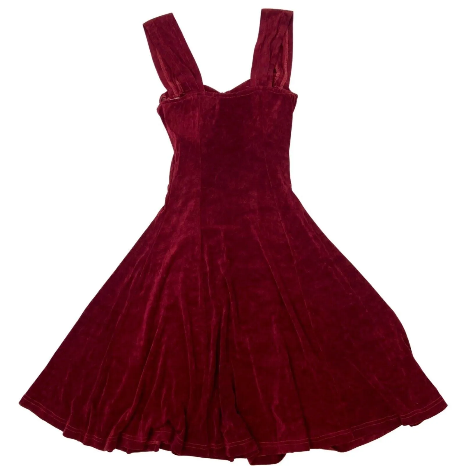 Vintage 90s Red Velvet Bodycon Skater Party Dress 6 XS