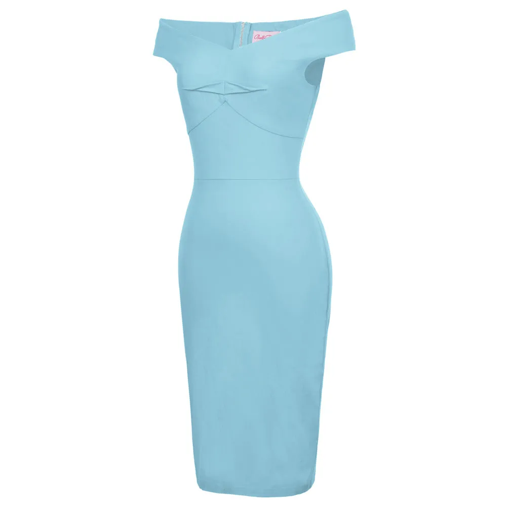 Vintage Fans Look of 1950s Off The Shoulder Hips-Wrapped Bodycon Pencil Dress