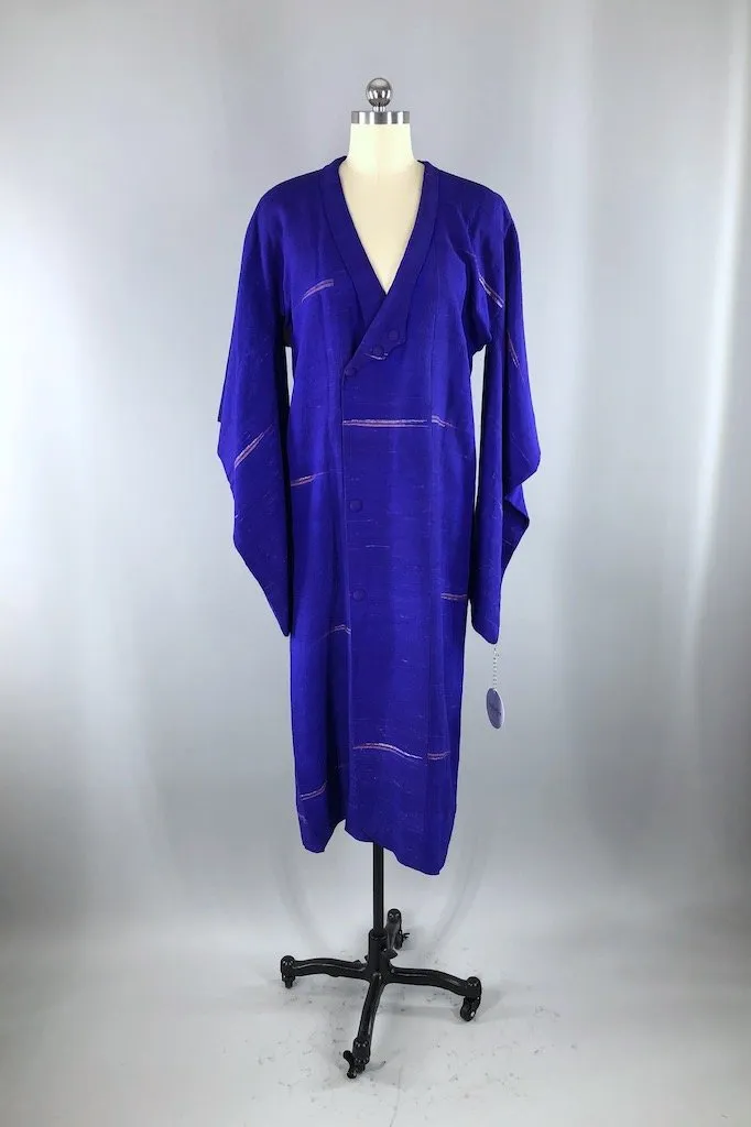 Vintage Royal Blue Silk Kimono Jacket