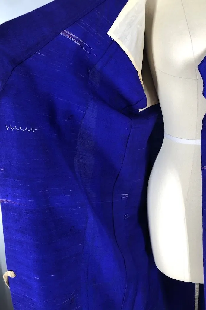 Vintage Royal Blue Silk Kimono Jacket