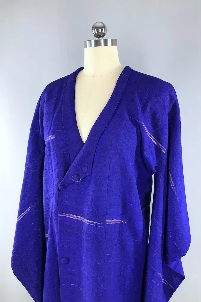 Vintage Royal Blue Silk Kimono Jacket