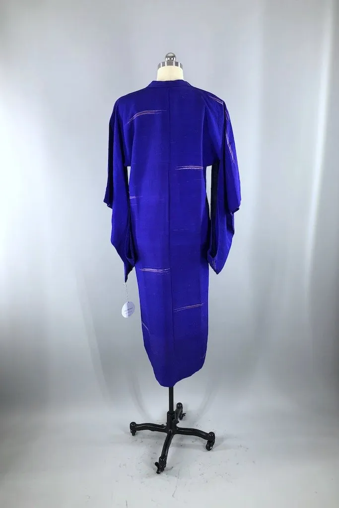 Vintage Royal Blue Silk Kimono Jacket