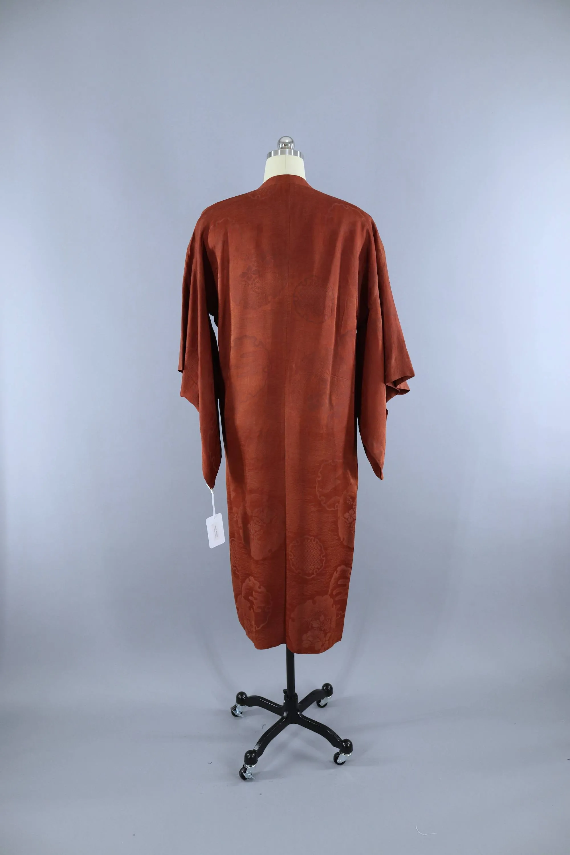 Vintage Silk 1940s Kimono Jacket Coat / Milk Chocolate Brown