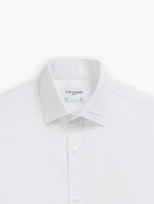 White Oxford Fitted Double Cuff Classic Collar Shirt