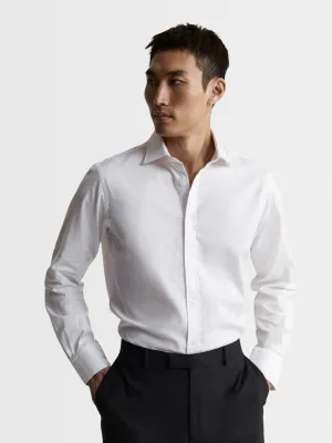 White Oxford Slim Fit Single Cuff Classic Collar Shirt