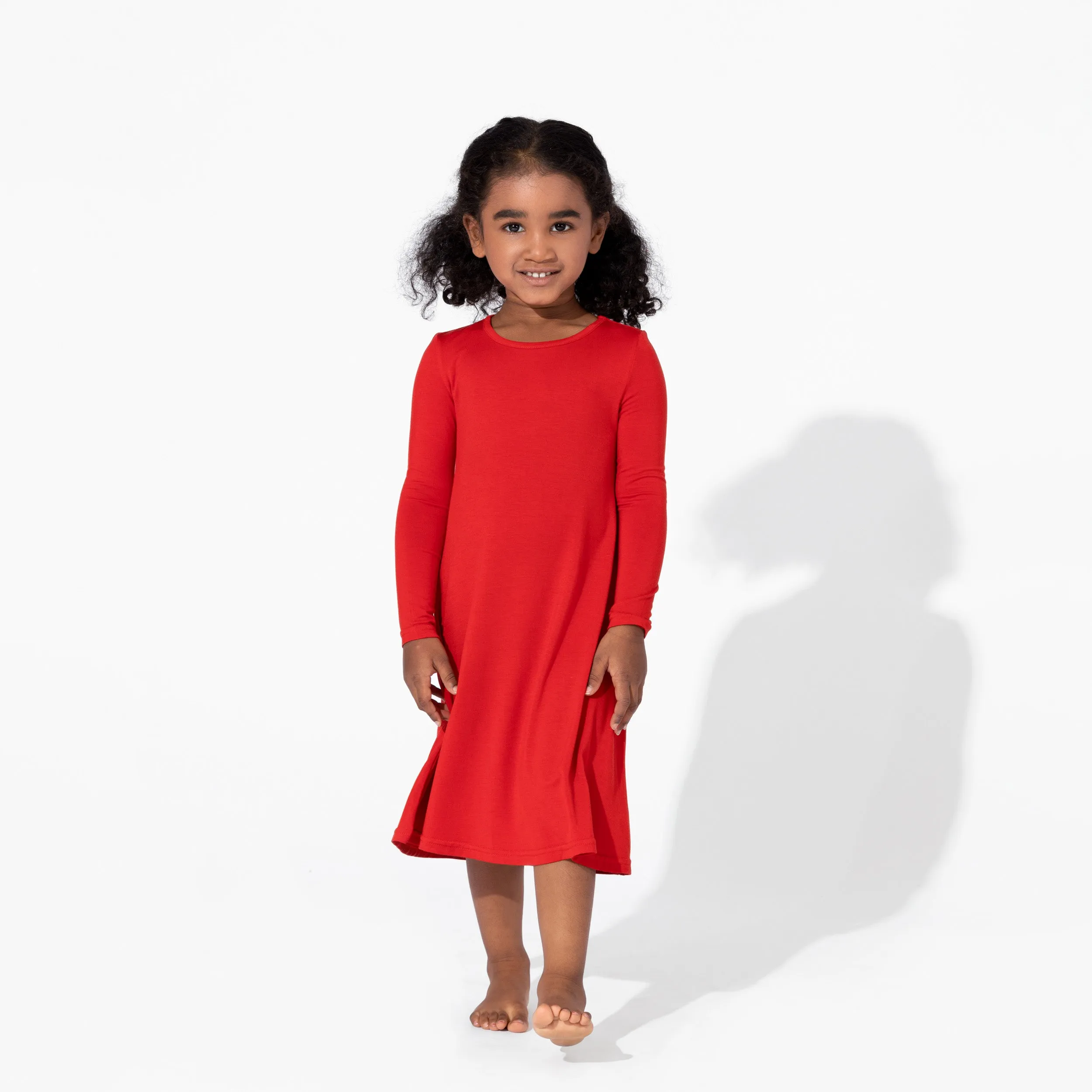 Winterberry Red Bamboo Girls' Long Sleeve Dress