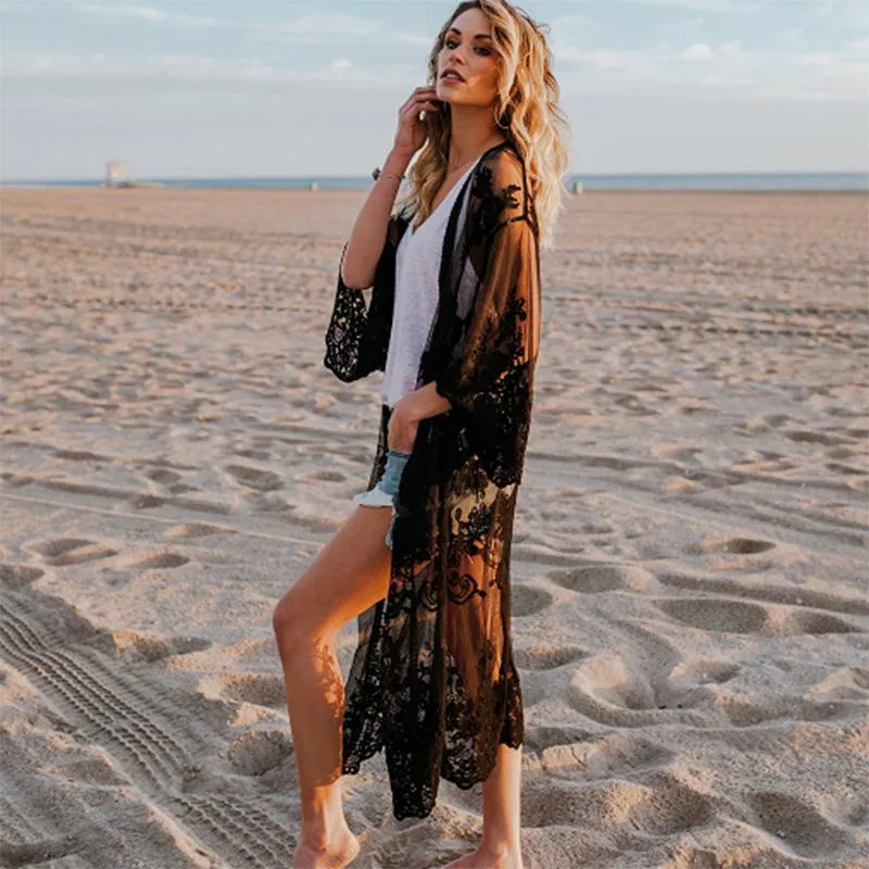 Women Summer Lace Beach Kimono Cardigan 