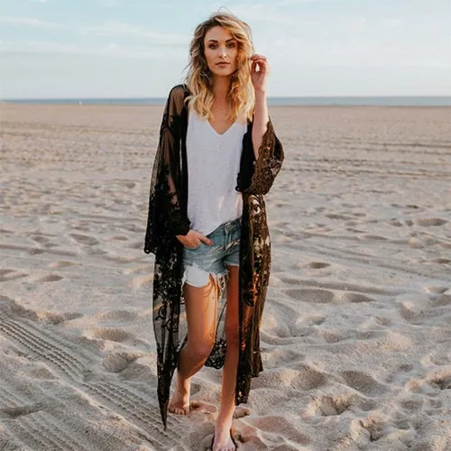 Women Summer Lace Beach Kimono Cardigan 