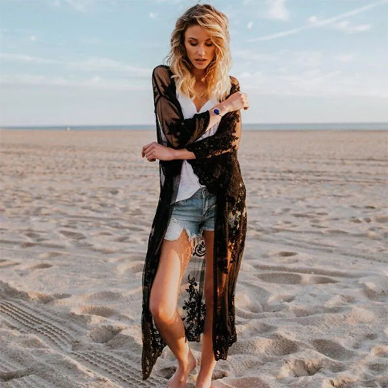 Women Summer Lace Beach Kimono Cardigan 